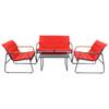 Loungegarnitur Lexila 4-teilig Rot - Anthrazit/Rot, MODERN, Glas/Kunststoff - MID.YOU