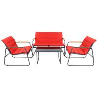 Loungegarnitur Lexila 4-Teilig Rot - Anthrazit/Rot, MODERN, Glas/Kunststoff - MID.YOU
