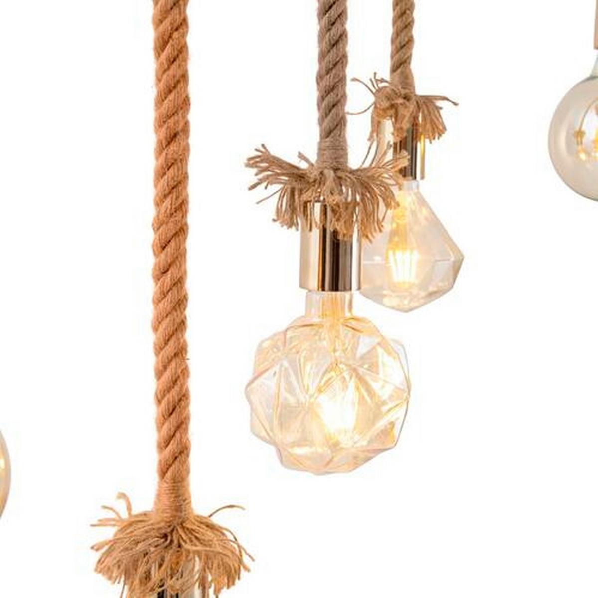 Hängeleuchte Rope H: 210 cm 5-Flammig Aus Echtholz - Naturfarben, Natur, Naturmaterialien/Holz (58/6/210cm) - Näve