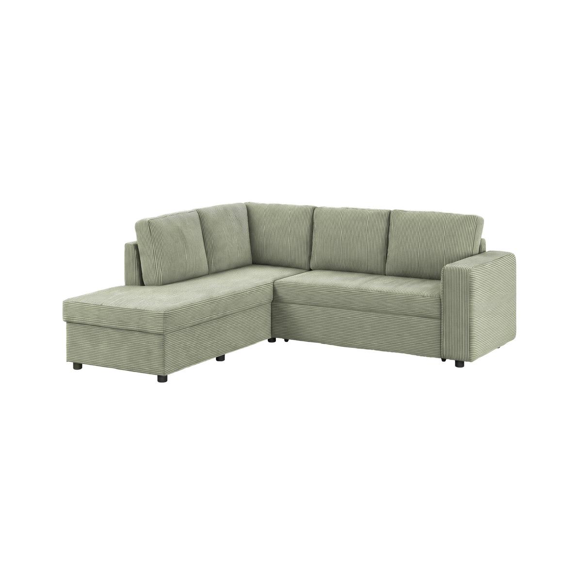 Ecksofa mit Schlaffunktion Toulouse Cord kaki, 206x224cm - Khaki/Schwarz, Trend, Holz/Textil (206/224cm)