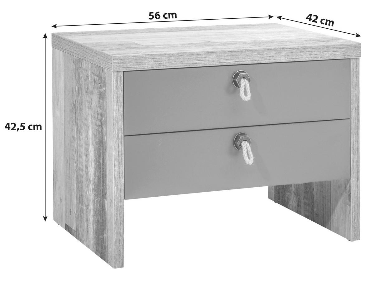 Nočný stolík MERLIN - čierna/farba smreku, Basics, kompozitné drevo/textil (56/42,5/42cm) - MID.YOU