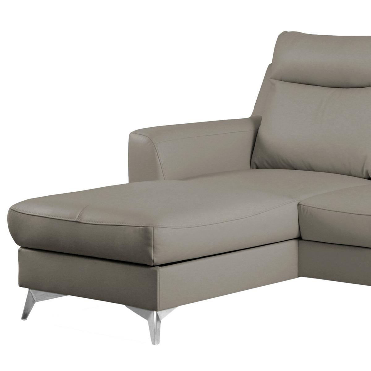 Ecksofa Gio Schlammfarben S: 168x236 Cm - Chromfarben/Schlammfarben, Design, Leder/Textil (168/236cm) - Livetastic