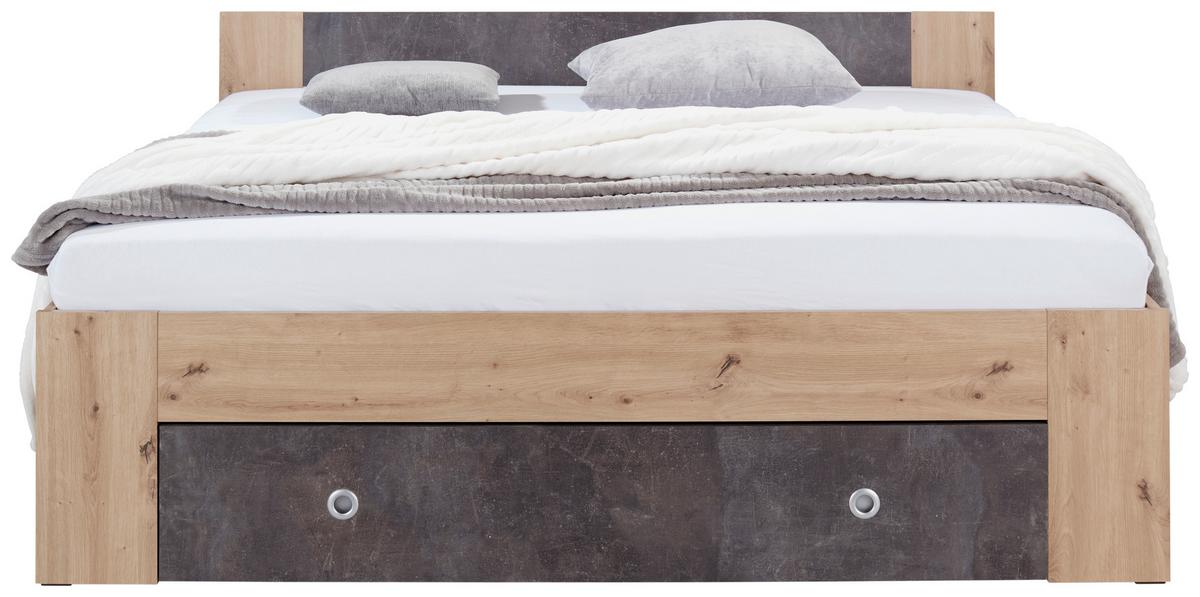 Postel s úložným prostorem Azurro 180x200, tmavě šedá/dub - barvy dubu/tmavě šedá, Moderní, kompozitní dřevo (180/200cm)