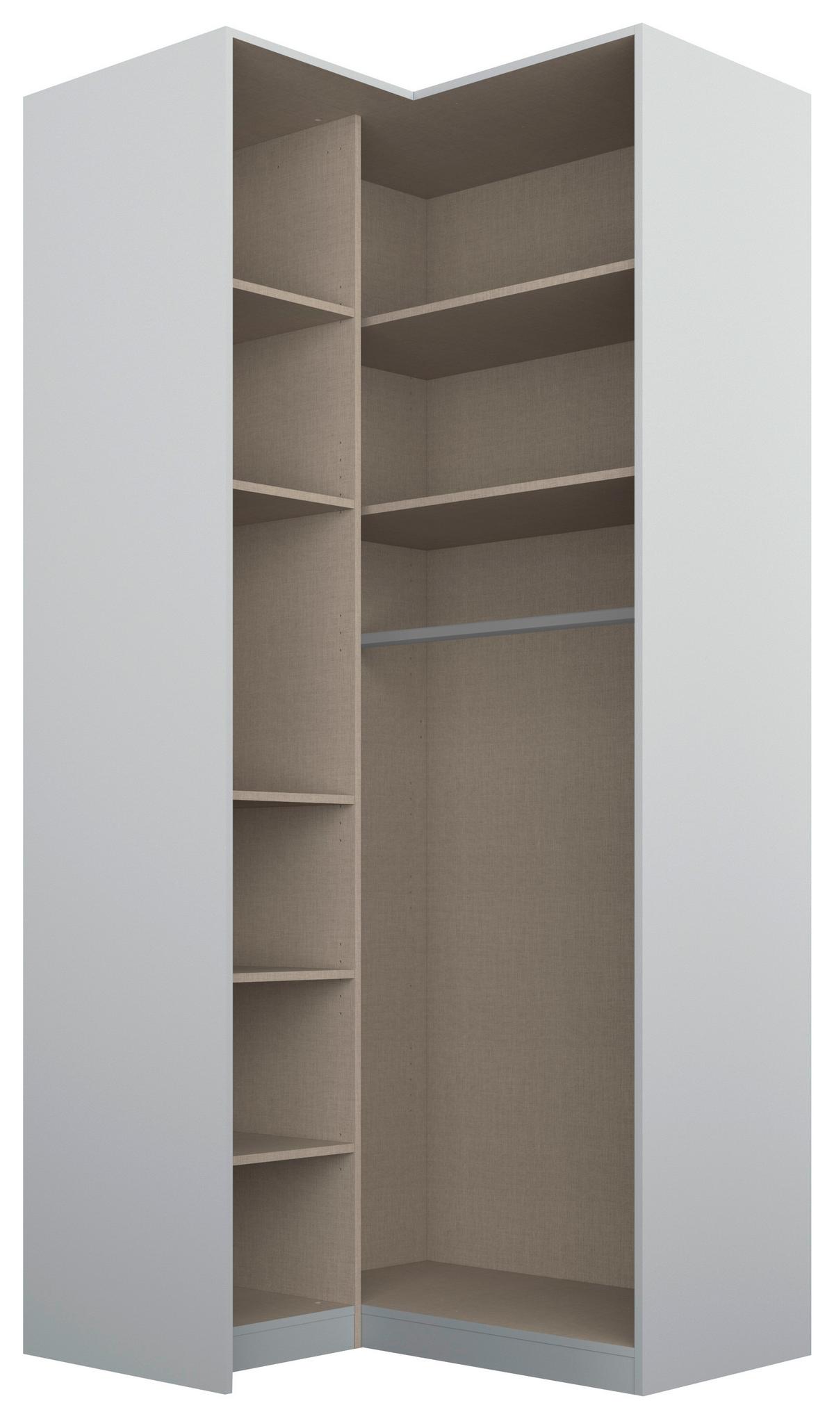 Eckschrank Mit Spiegel 100 cm Alabama Hellgrau - Silberfarben/Hellgrau, MODERN, Holzwerkstoff (100/229/102cm)