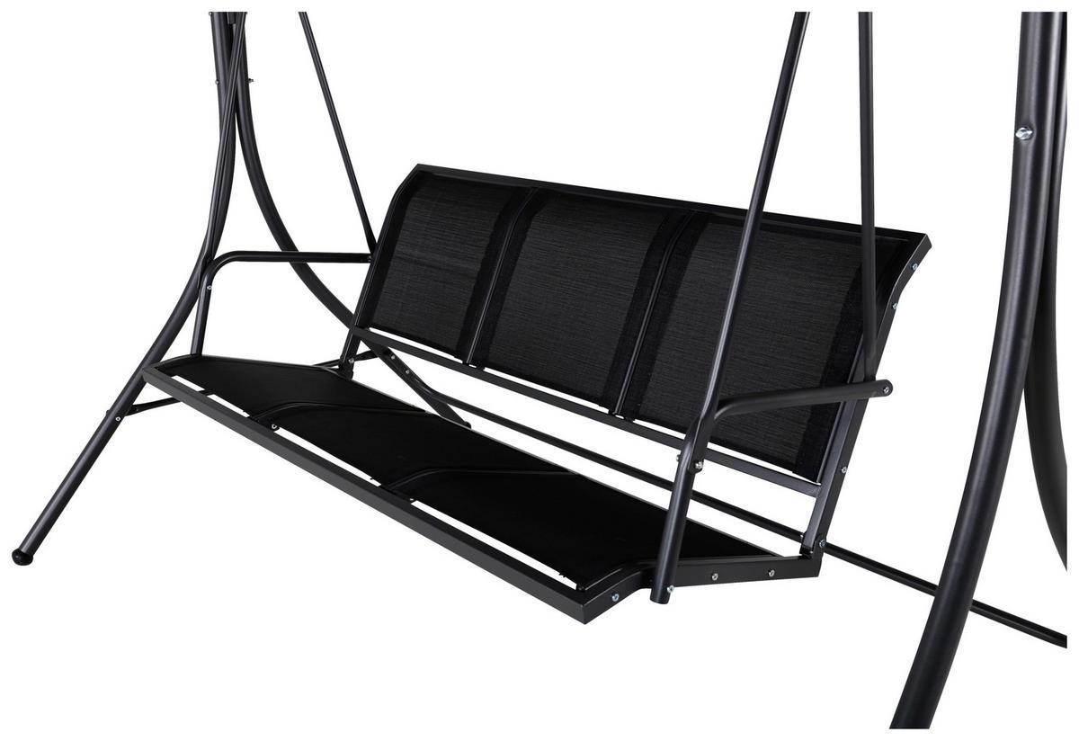 Hollywoodschaukel Montreal - Schwarz, KONVENTIONELL, Textil/Metall (204/163/130cm) - Gardenson
