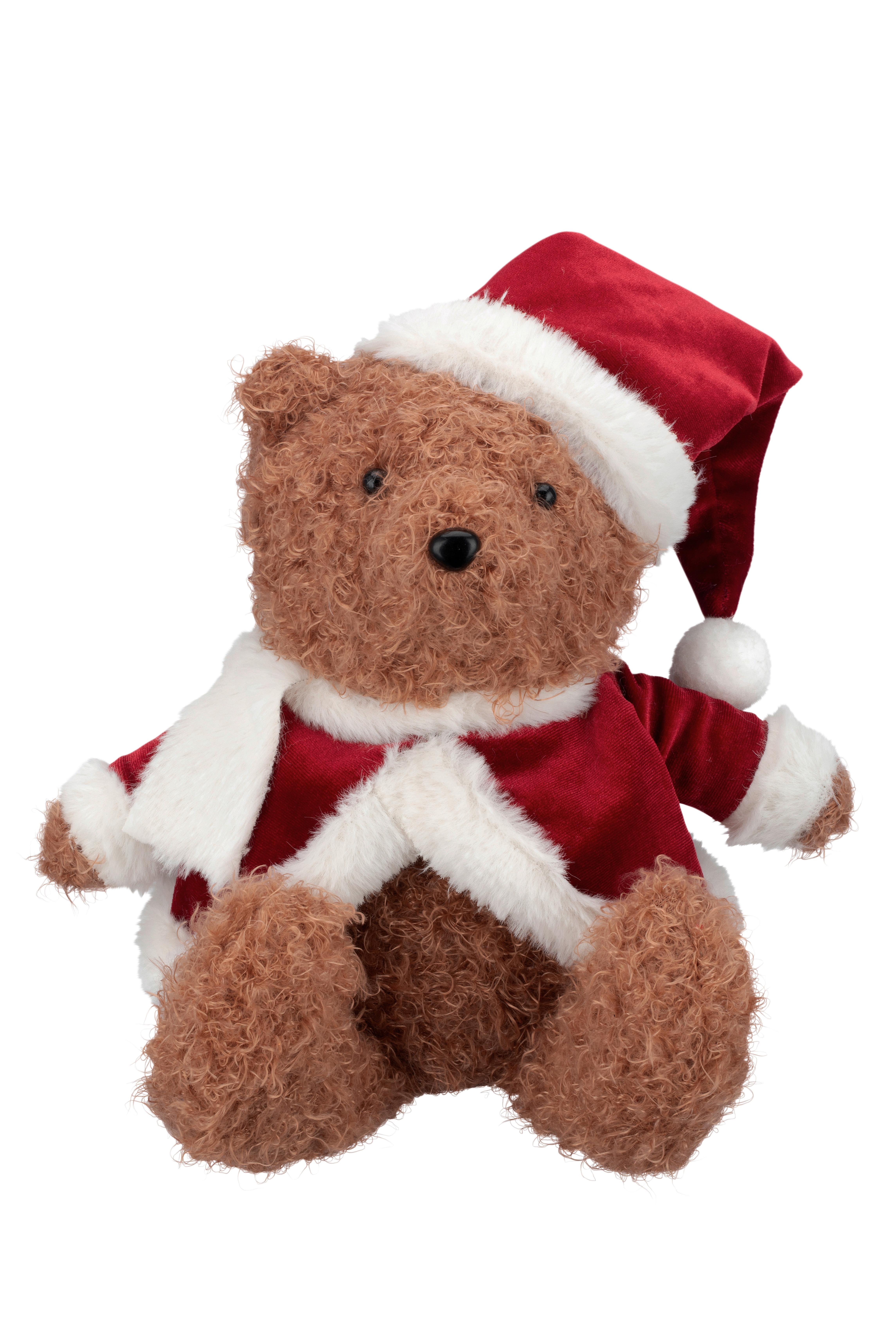 Dekobär Nils - Rot/Braun, KONVENTIONELL, Kunststoff/Textil (20/17/35cm) - Luca Bessoni