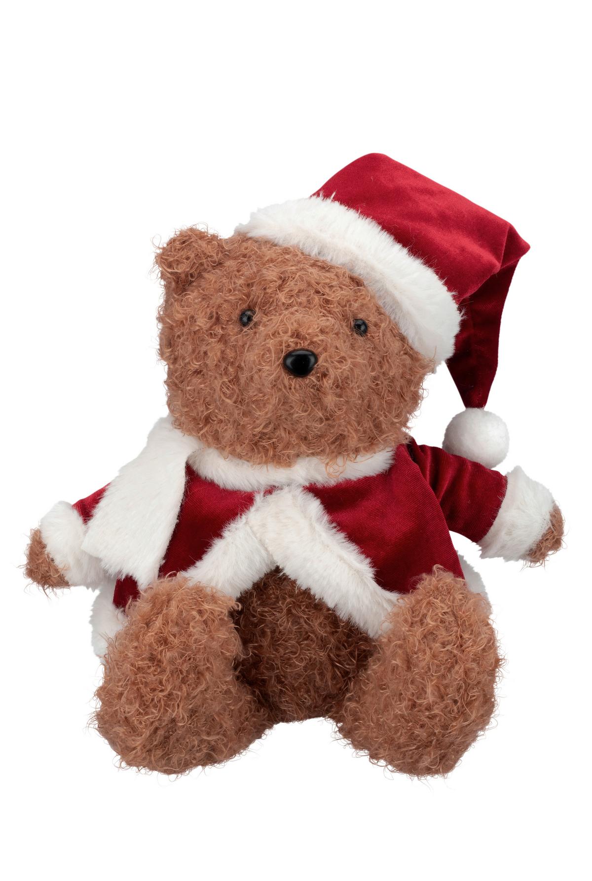 Dekobär Nils - Rot/Braun, KONVENTIONELL, Kunststoff/Textil (20/17/35cm) - Luca Bessoni