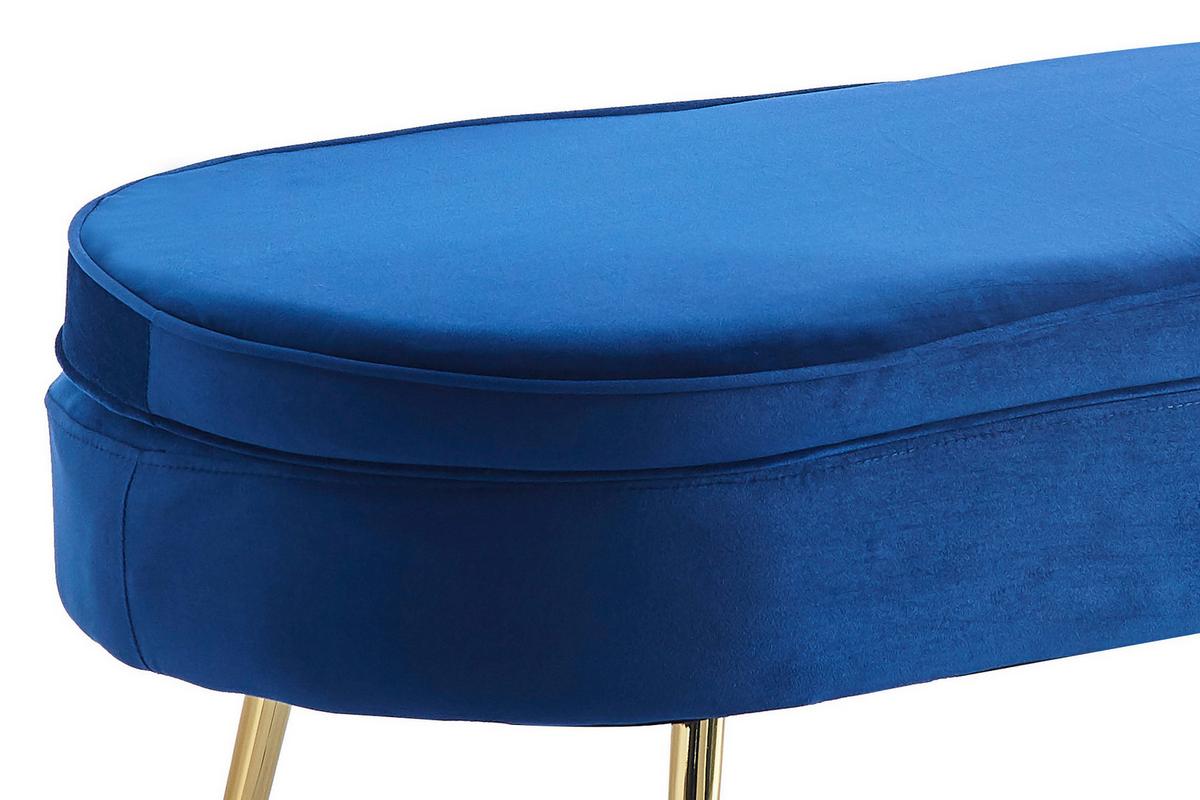 Hocker Dunkelblau B: 99 Cm - Goldfarben/Dunkelblau, MODERN, Textil (99/40/44cm) - Livetastic