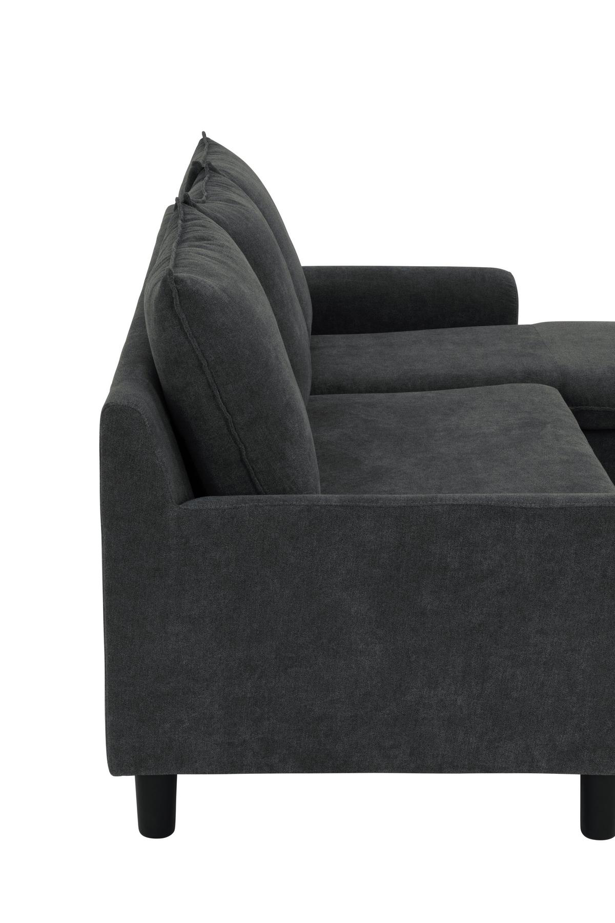 Ecksofa Milly - Dunkelgrau/Schwarz, MODERN, Textil (207/138cm) - P & B