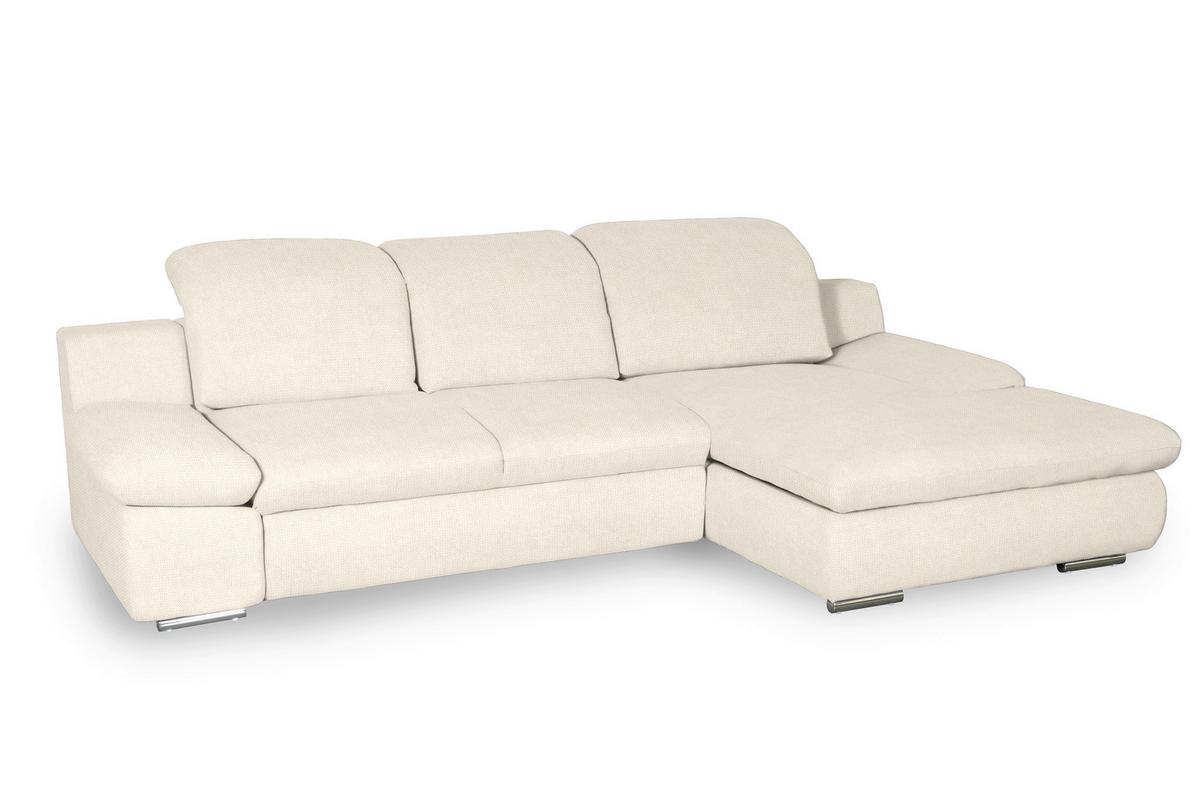 Ecksofa Isona Creme Chenille - Chromfarben/Creme, Design, Textil (286/165cm) - Livetastic