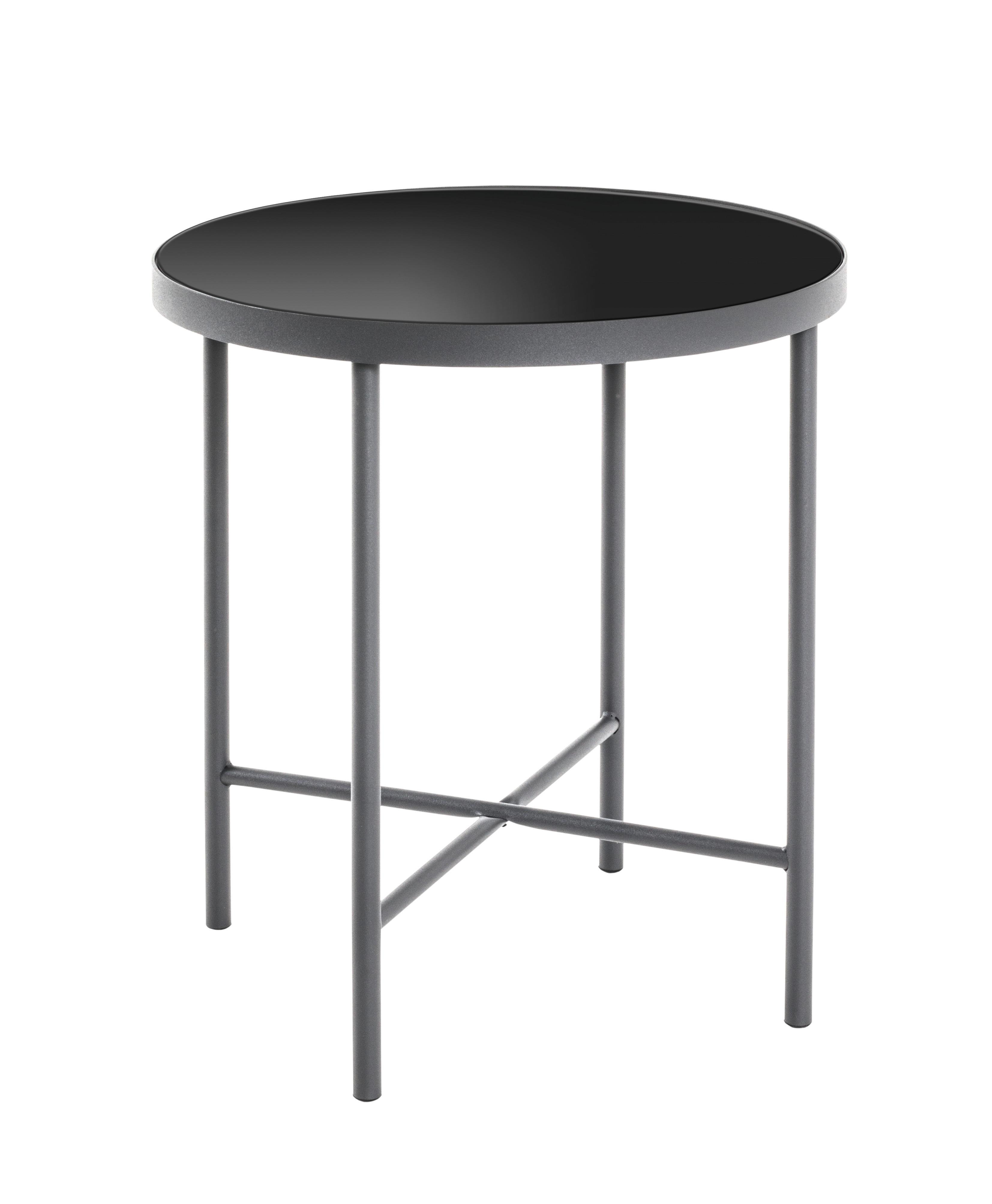 Beistelltisch Anthrazit/ Schwarz - Anthrazit/Schwarz, Basics, Glas/Metall (40/47cm)