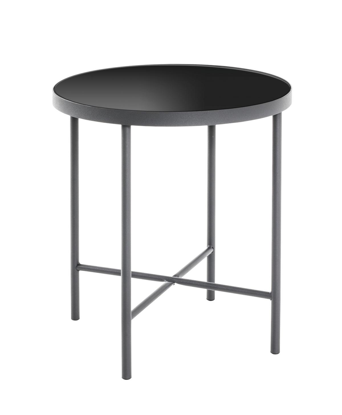Beistelltisch Anthrazit/ Schwarz - Anthrazit/Schwarz, Basics, Glas/Metall (40/47cm)
