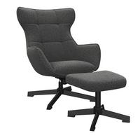 Relaxsessel Bogota Leinenoptik grau, 360° drehbar - Schwarz/Grau, MODERN, Textil/Metall (76/101/86cm) - Luca Bessoni