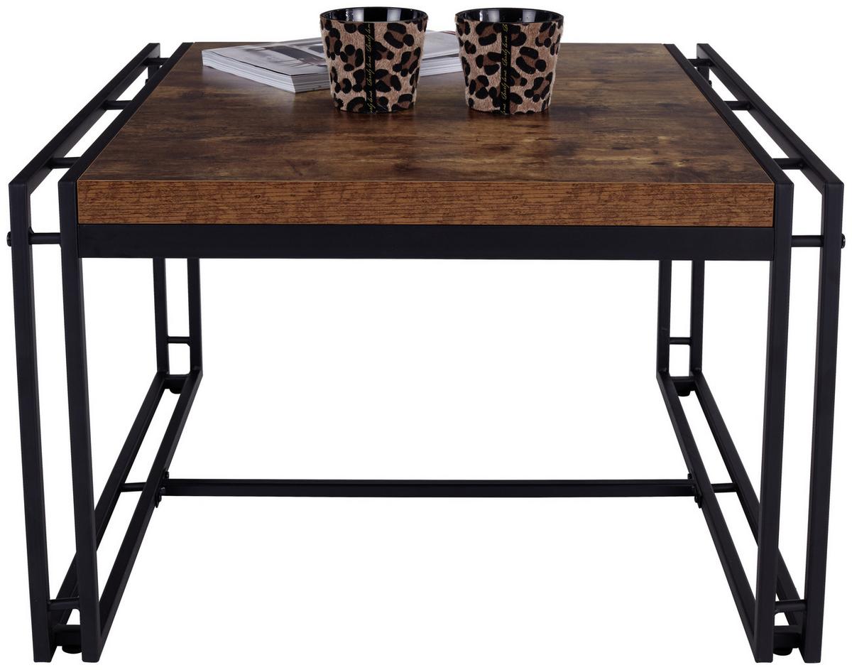 Dohányzóasztal Bistro - fekete/natúr, Modern, műanyag/faalapú anyag (72/45/72cm)