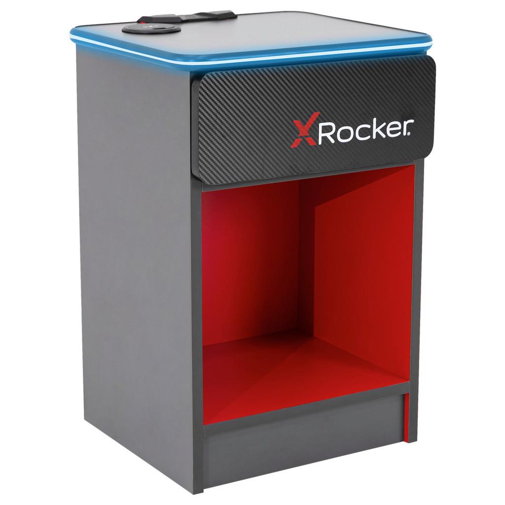 Nachtkästchen Mit Led Und Usb Rot/schwarz H: 54cm Carbon-Tek