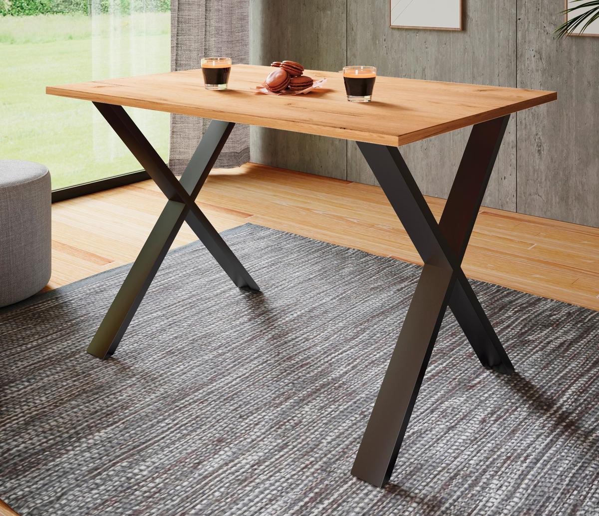 Schreibtisch Lona Schwarz, Eiche Dekor B: 160 cm - Honigeiche/Silberfarben, Design, Holzwerkstoff/Metall (160/76/80cm) - MID.YOU