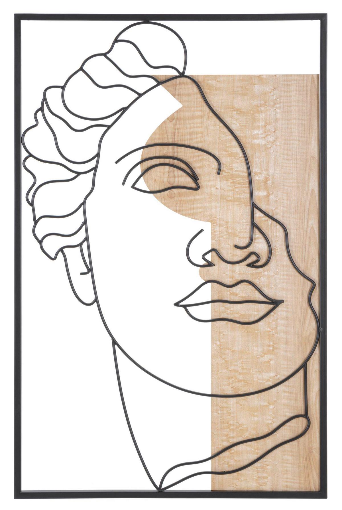 Wanddeko David A Naturfarben, Schwarz B: 50 Cm - Schwarz/Naturfarben, Basics, Holzwerkstoff (50/80/2cm)