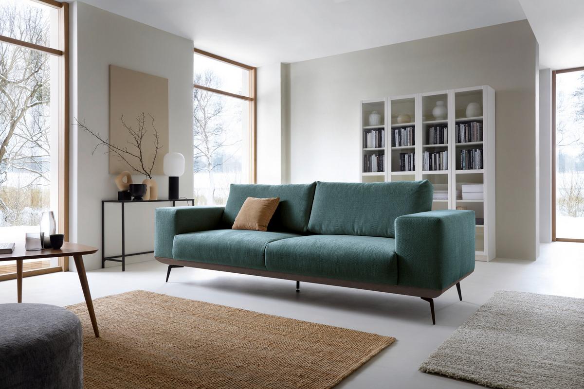 Dvoumístná pohovka ALBERO, antracitová - šedá/černá, Design, kov/dřevo (260/87/95cm) - MID.YOU
