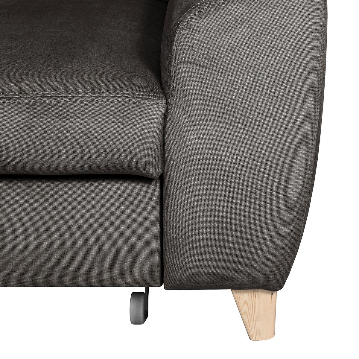 Ecksofa Aspen mit Bettkasten Webstoff Dunkelgrau 208x245 cm - Dunkelgrau/Buchefarben, Design, Textil (208/245cm) - Livetastic