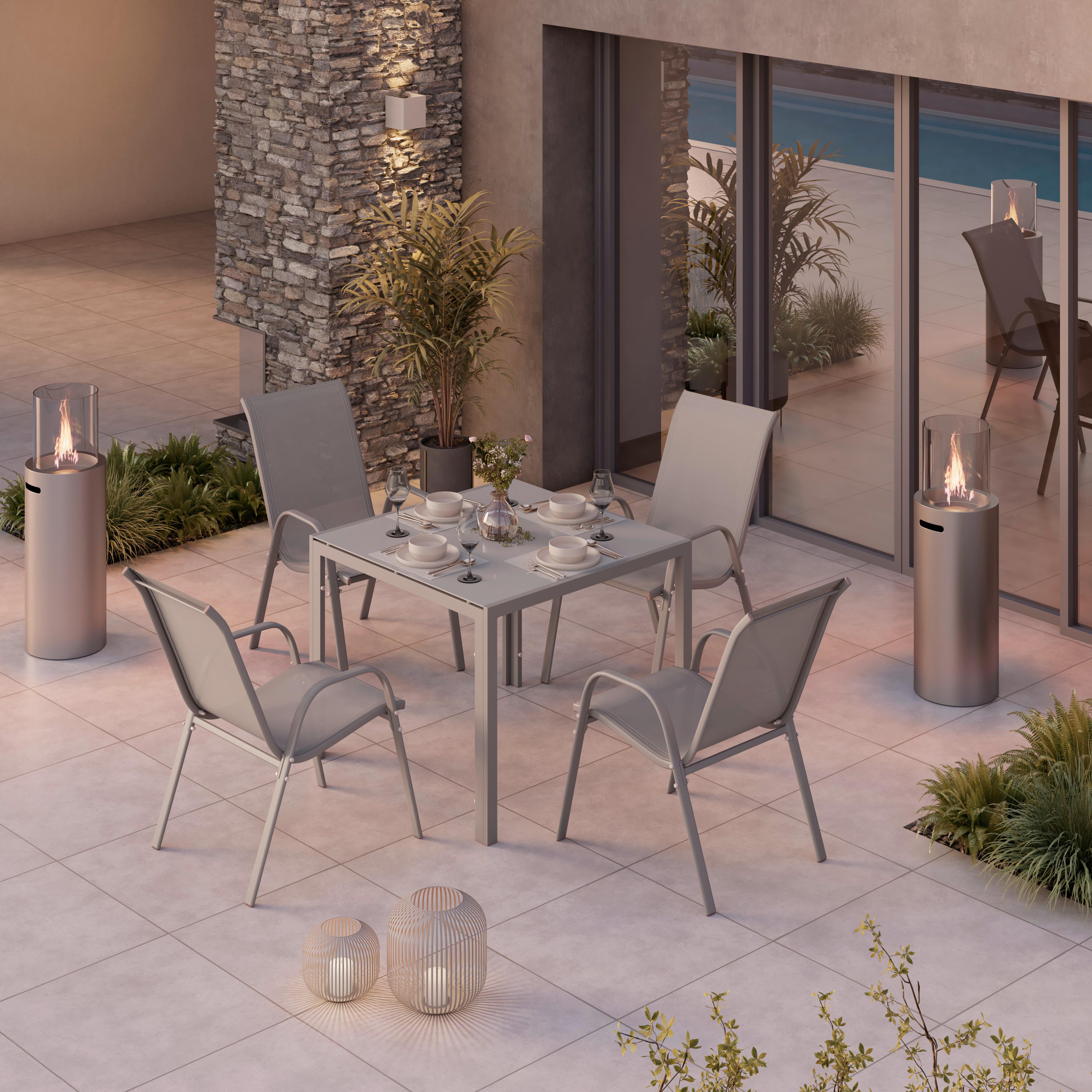 Gartenset Barcelona - Beige, MODERN, Glas/Textil - Beldano