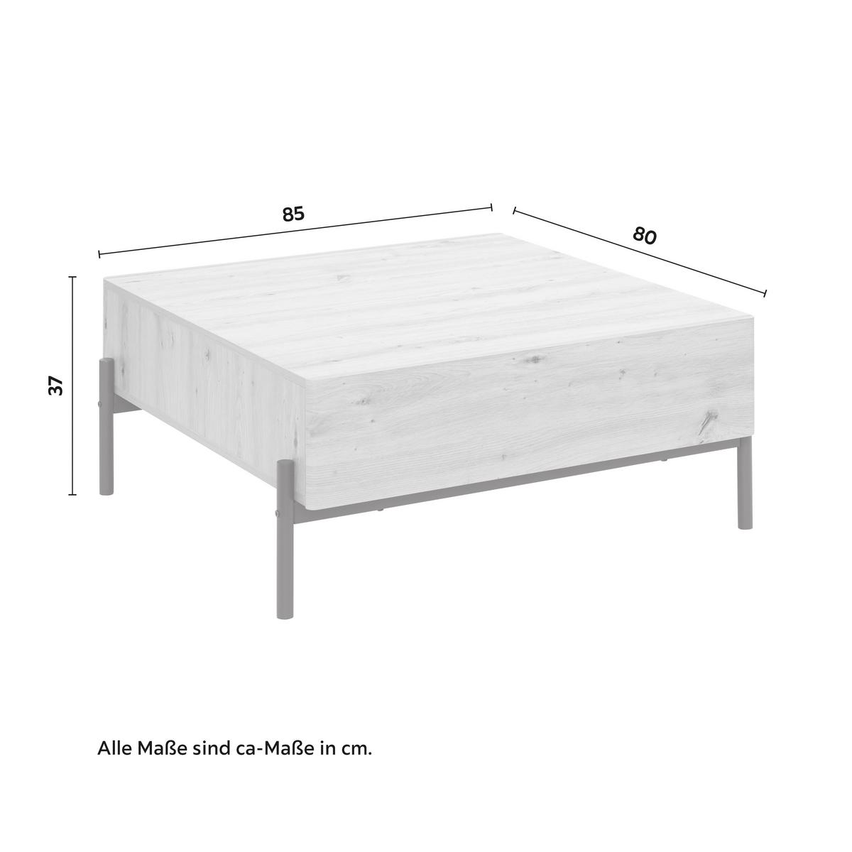 Konferenčný stolík JASMINA farby dubu - čierna/farba duba, Modern, kov/drevo (85/80/37cm) - Bessagi Home