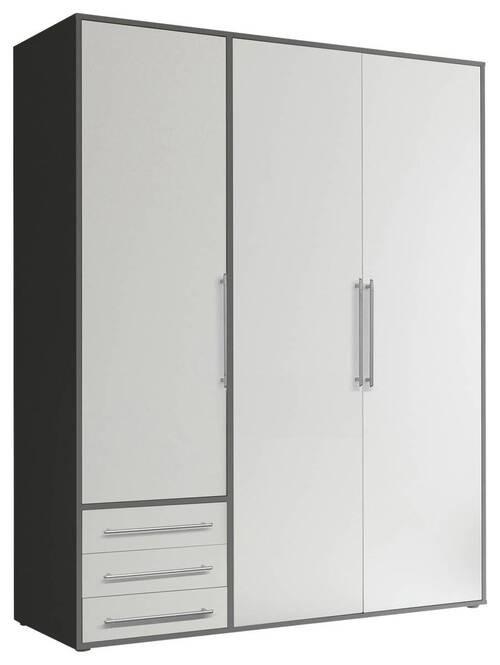 Drehtürenschrank Mit Laden B: 155 Cm Lyss Weiß/graphit - Graphitfarben/Weiß, MODERN, Holzwerkstoff (155/194/58cm) - Livetastic
