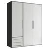 Drehtürenschrank Mit Laden B: 155 Cm Lyss Weiß/graphit - Graphitfarben/Weiß, MODERN, Holzwerkstoff (155/194/58cm) - Livetastic