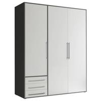 Drehtürenschrank Mit Laden B: 155 Cm Lyss Weiß/graphit - Graphitfarben/Weiß, MODERN, Holzwerkstoff (155/194/58cm) - Livetastic