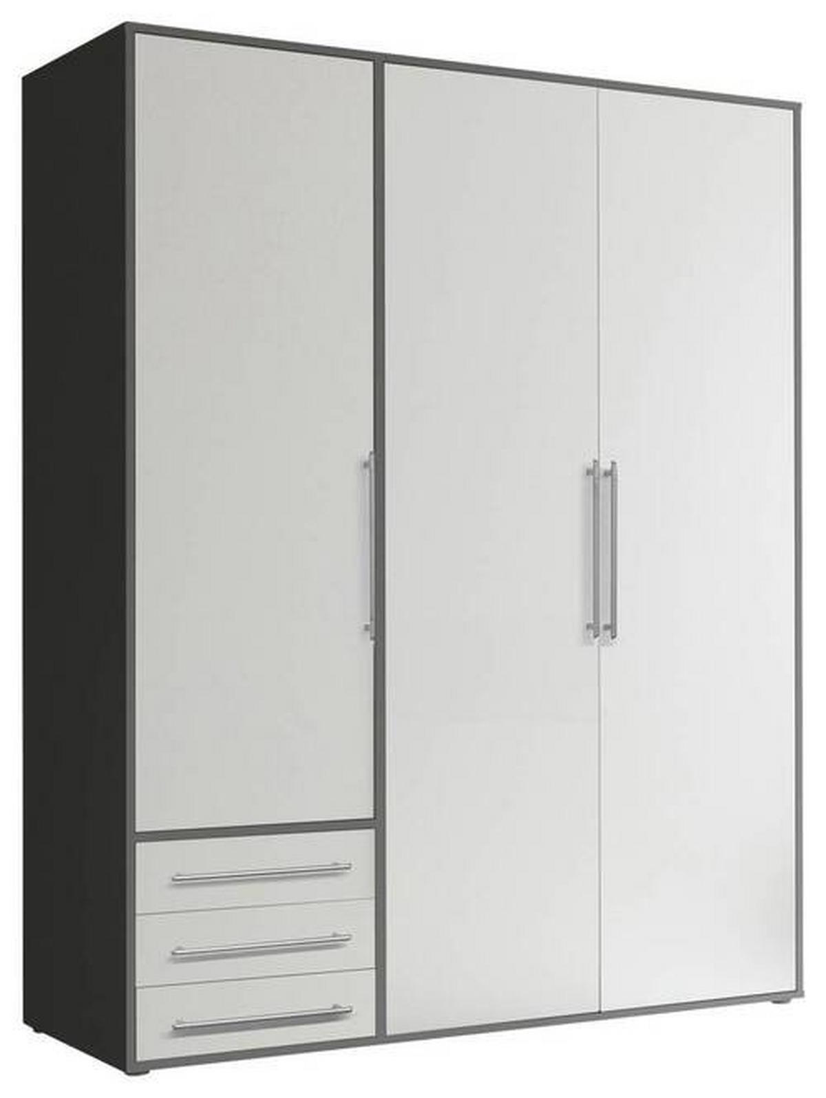 Drehtürenschrank Mit Laden B: 155 Cm Lyss Weiß/graphit - Graphitfarben/Weiß, MODERN, Holzwerkstoff (155/194/58cm) - Livetastic