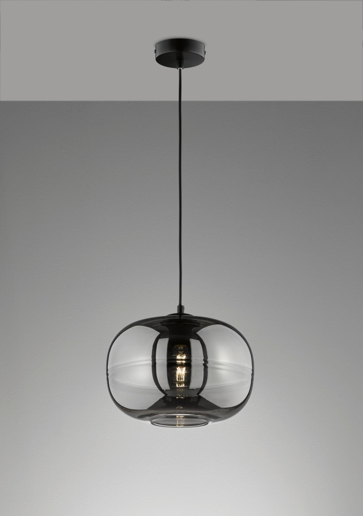 Pendelleuchte 60738 Ink - Schwarz/Grau, Design, Glas/Metall (29,50/140cm) - Fischer & Honsel