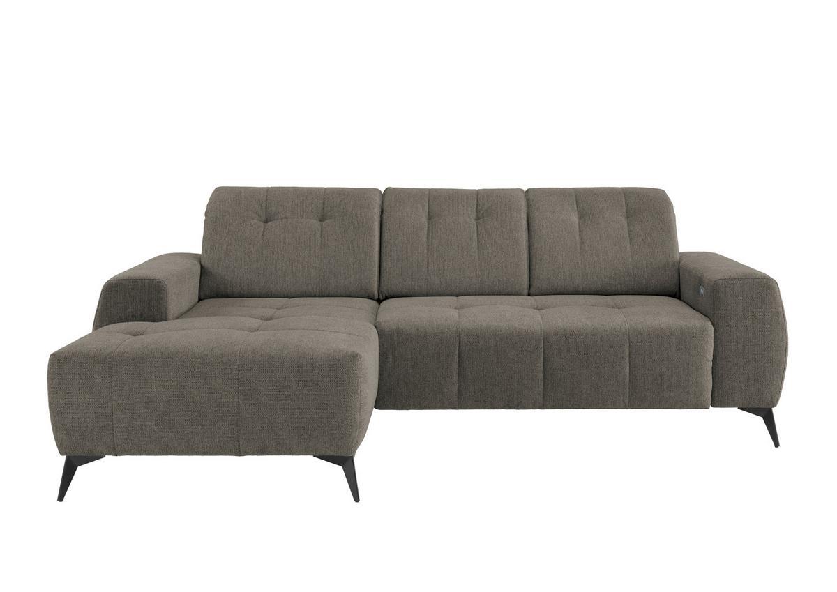 Ecksofa Mit Usb Anschluss Sano, Graubraun, S: 180x258 Cm - Graubraun/Schwarz, MODERN, Textil (180/258cm) - Livetastic