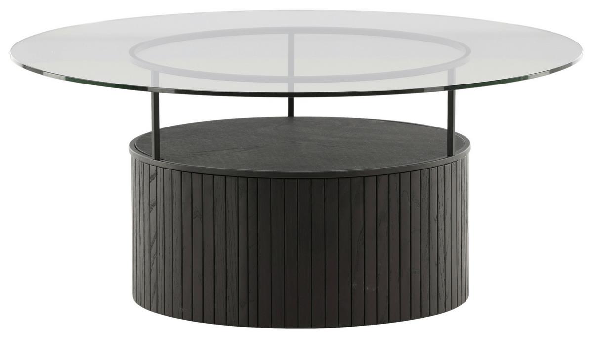 Couchtisch Bovall - Klar/Schwarz, Design, Glas/Holz (90/90/40cm) - Livetastic