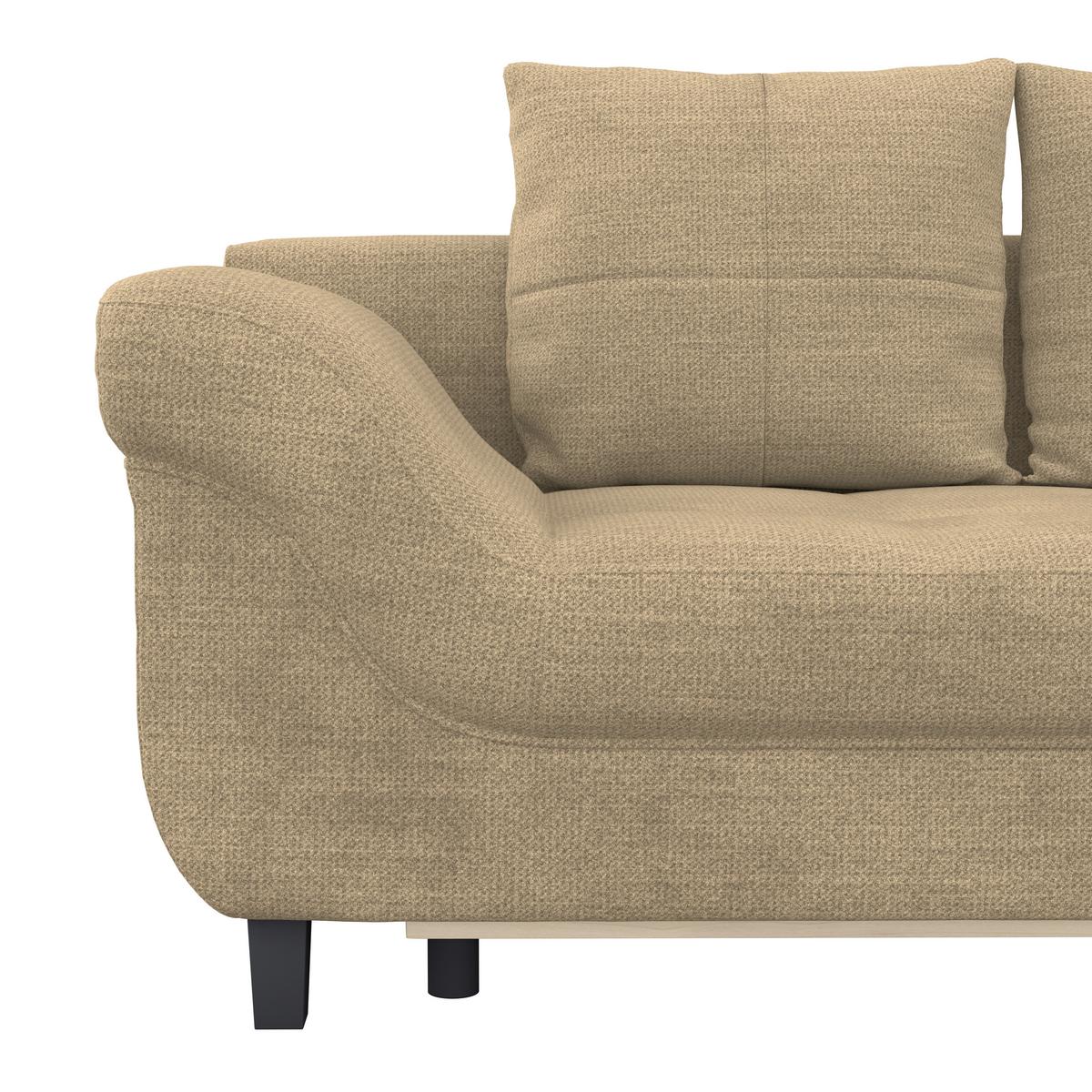 Ecksofa mit Schlaffunktion Mendoza New Chenille 309x197cm - Beige/Schwarz, KONVENTIONELL, Textil (309/197cm) - Ondega