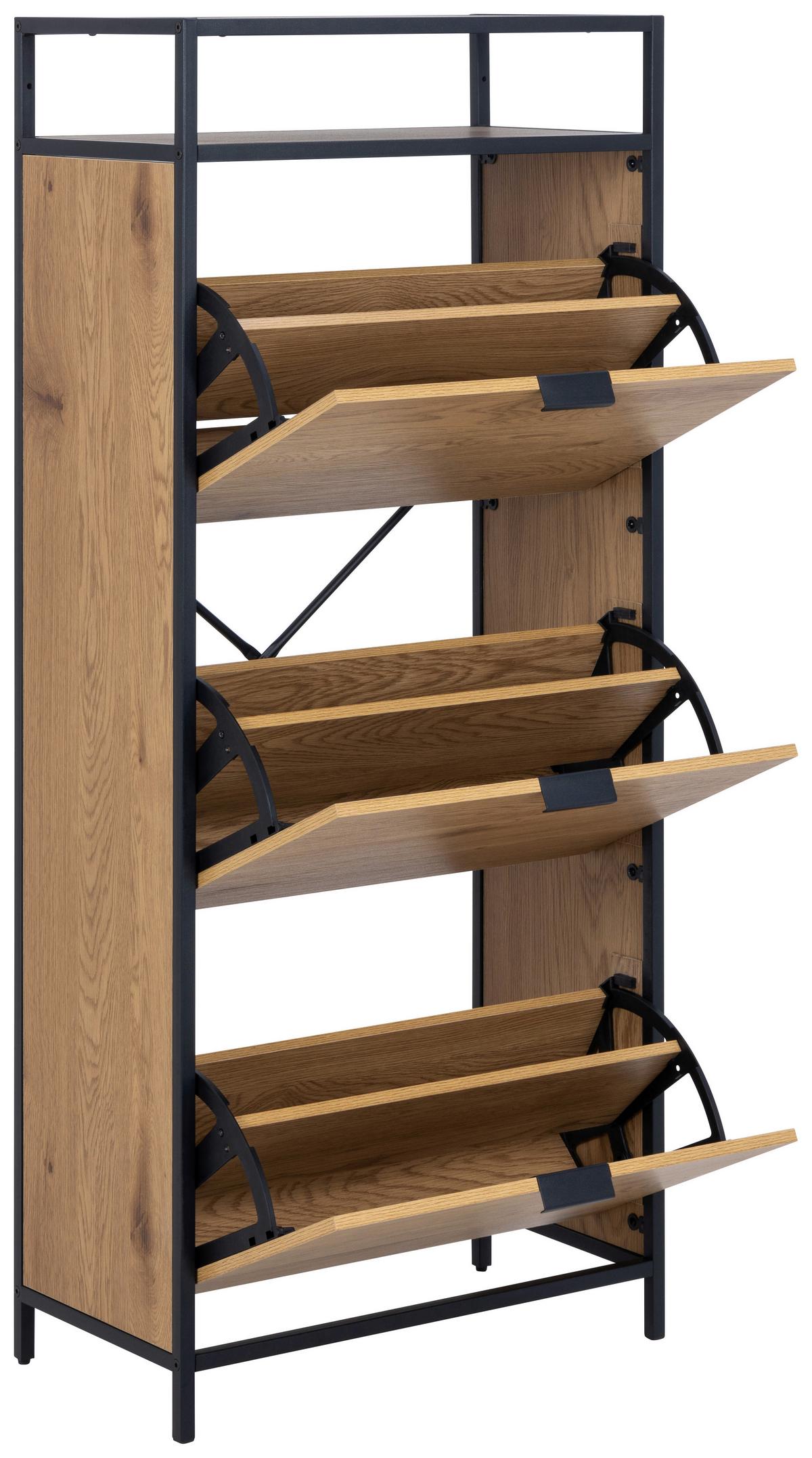 Schuhschrank Seaford 0000107915 - Wildeiche/Eichefarben, Design, Papier/Holzwerkstoff (56/129/30cm) - Livetastic