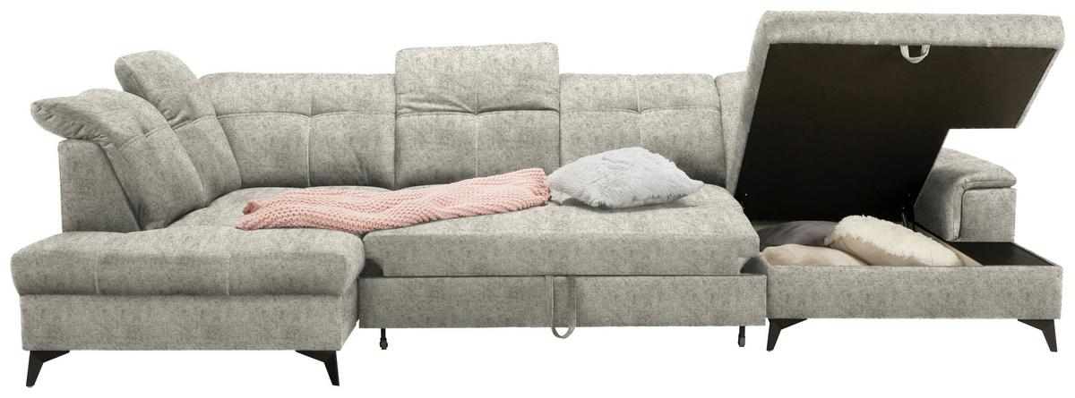 Rohová sedačka U SIERRA, levá, šedohnědá INFINITY - černá/šedohnědá, Moderní, kov/textil (230/364/181cm) - Mömax