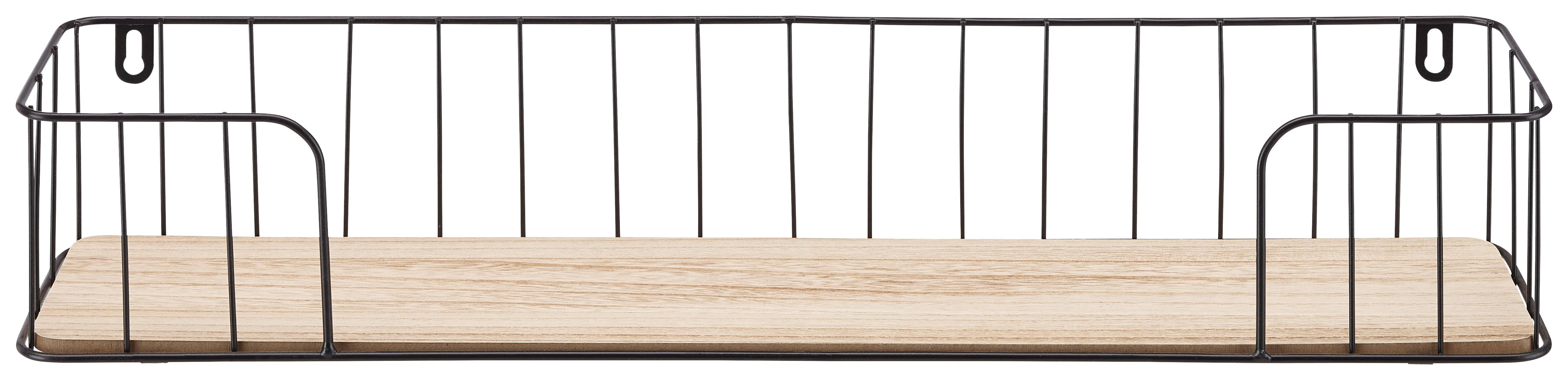 NÁSTĚNNÁ POLICE PAULA -SB- - černá/přírodní barvy, Lifestyle, kov/kompozitní dřevo (60/13/10cm) - Mömax