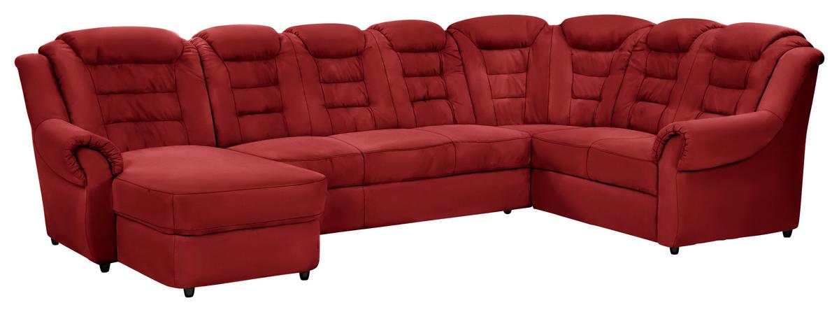Wohnlandschaft Boston Rot Lederlook - Rot/Schwarz, KONVENTIONELL, Textil (165/333/216cm) - Livetastic