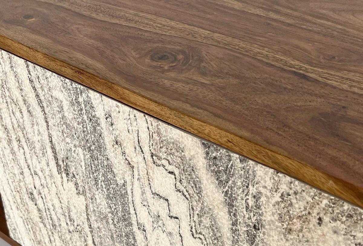 Lowboard Sheeshamfarben B: 150cm - Sheeshamfarben/Schwarz, Natur, Holz (150/56/35cm) - Livetastic