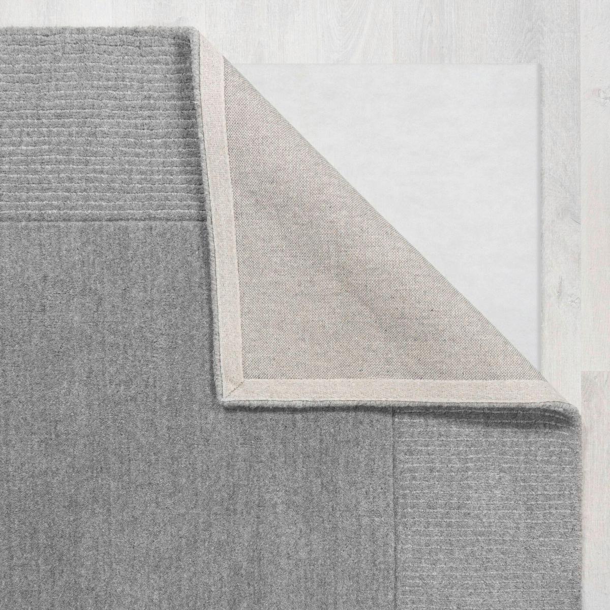 Handwebteppich Woll Bordüre Grau 120x170 - Grau, Basics, Textil (120/170cm)