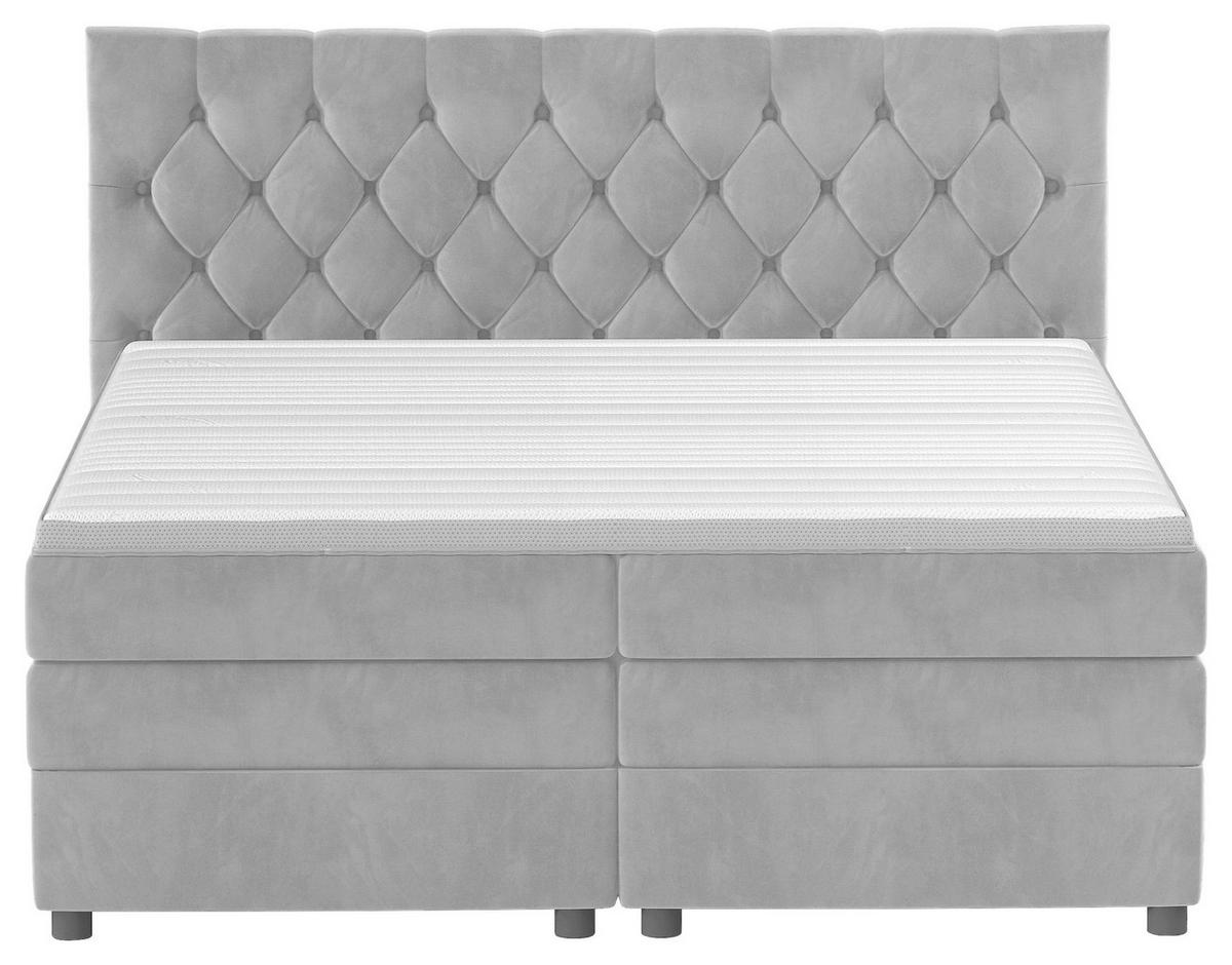 Boxspringbett Elio Silberfarben 180x200 cm H3 - Silberfarben/Schwarz, ROMANTIK / LANDHAUS, Textil (184/121/212cm) - James Wood