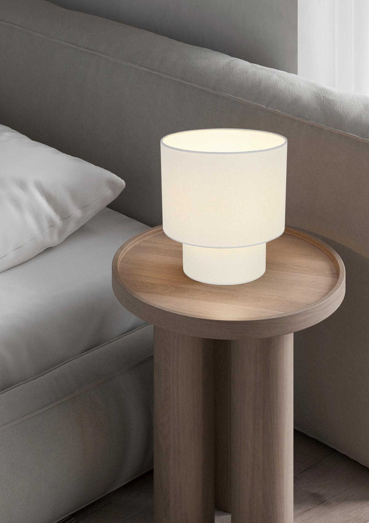 STOLNÍ LAMPA DHALIA - bílá/krémová, Moderní, kov/textil (20/22cm) - Mömax