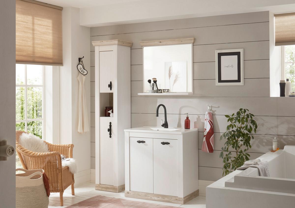 Badezimmer Florenz Pinienfarben B: 143xm - Weiß/Pinienfarben, Design, Holzwerkstoff (143/200/46cm) - MID.YOU