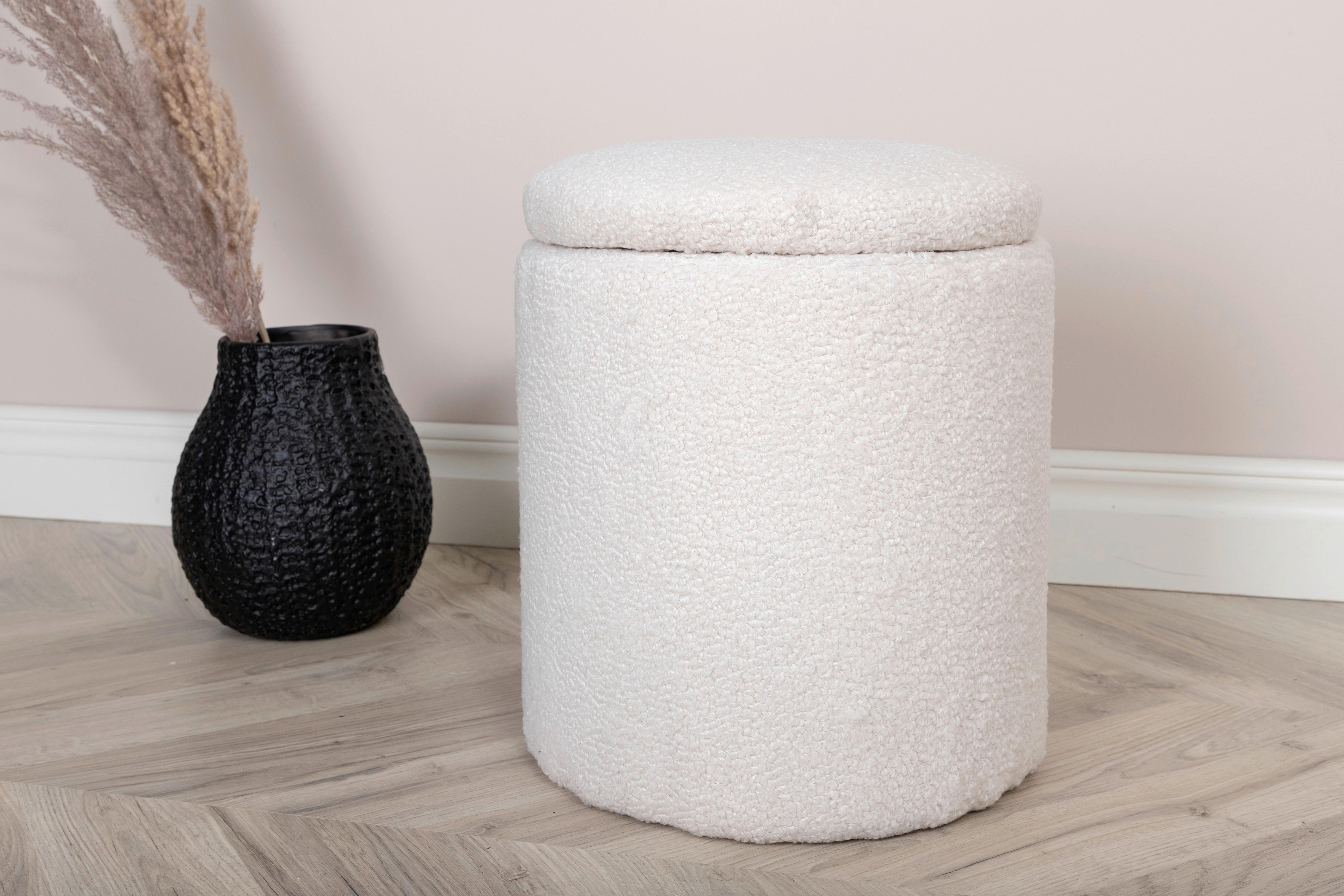 Pouf Limpen - Weiß, Design, Textil (32/40/32cm) - Livetastic