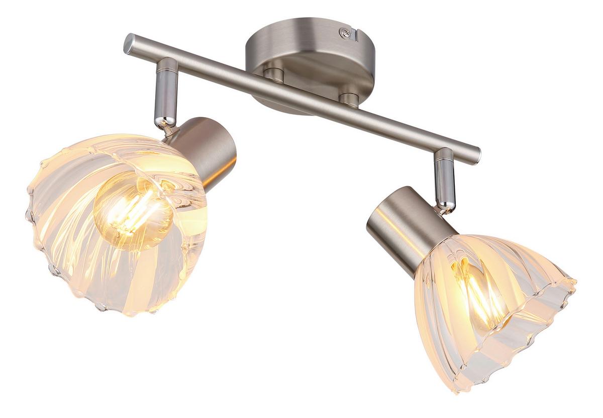 Strahler Zachery Nickelfarben L: 25 cm - Nickelfarben, KONVENTIONELL, Glas/Metall (25/13/19cm) - Globo
