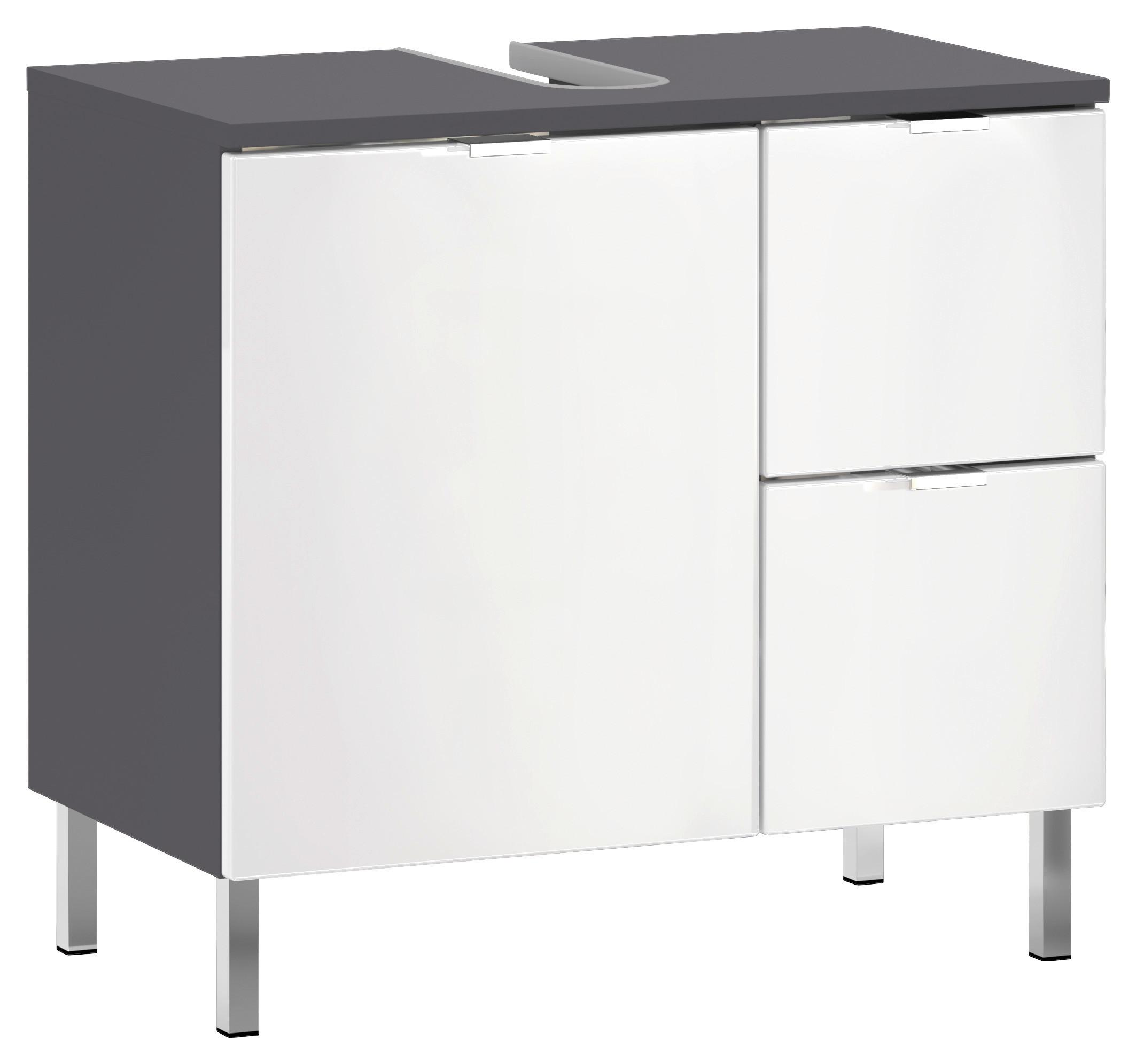 Waschbeckenunterschrank Gw-Mauresa B 60cm Weiß/Graphit - Chromfarben/Graphitfarben, KONVENTIONELL, Holzwerkstoff (60/56/34cm) - Germania