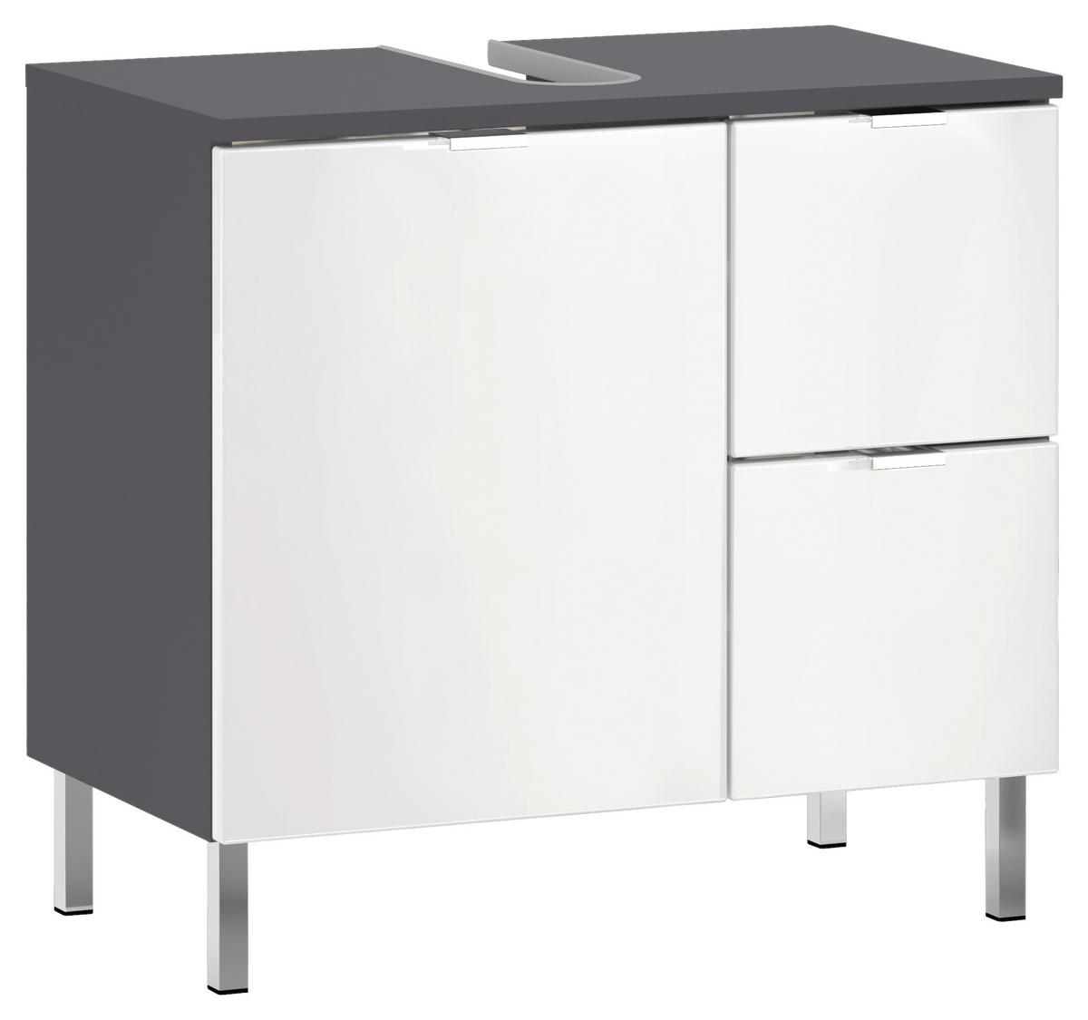 Waschbeckenunterschrank Gw-Mauresa B 60cm Weiß/graphit - Chromfarben/Graphitfarben, KONVENTIONELL, Holzwerkstoff (60/56/34cm) - Germania