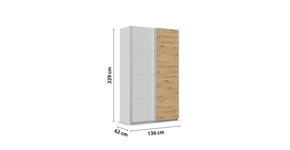 Schwebetürenschrank Feldkirch 136cm Champagner/eiche Artisan - Champagner/Eiche Artisan, Trend, Holzwerkstoff (136/229/61cm) - Luca Bessoni