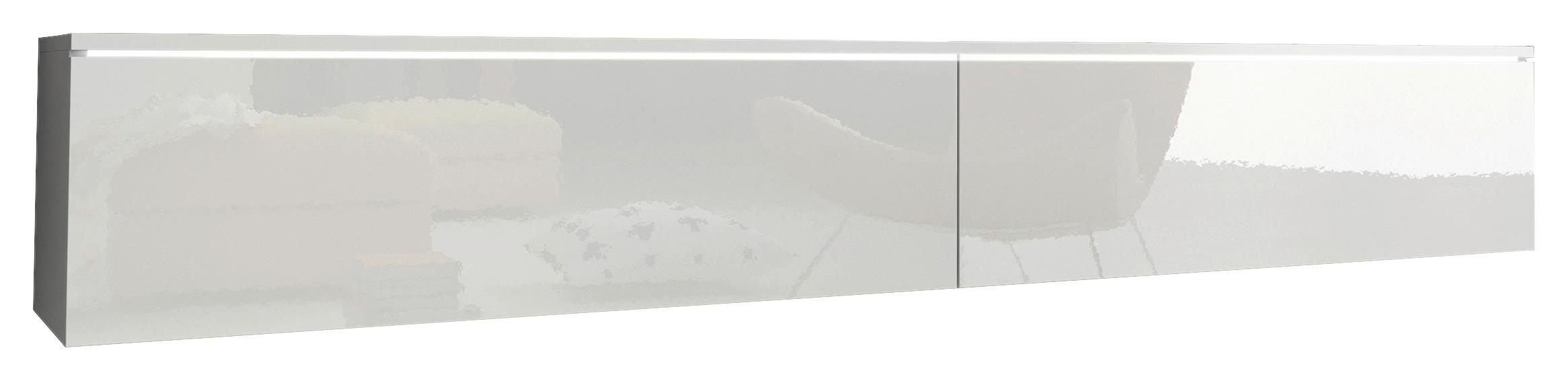 Lowboard B: 180 cm Weiß/Weiß Hochglanz - Weiß Hochglanz/Weiß, LIFESTYLE, Holzwerkstoff (180/30/33cm) - P & B