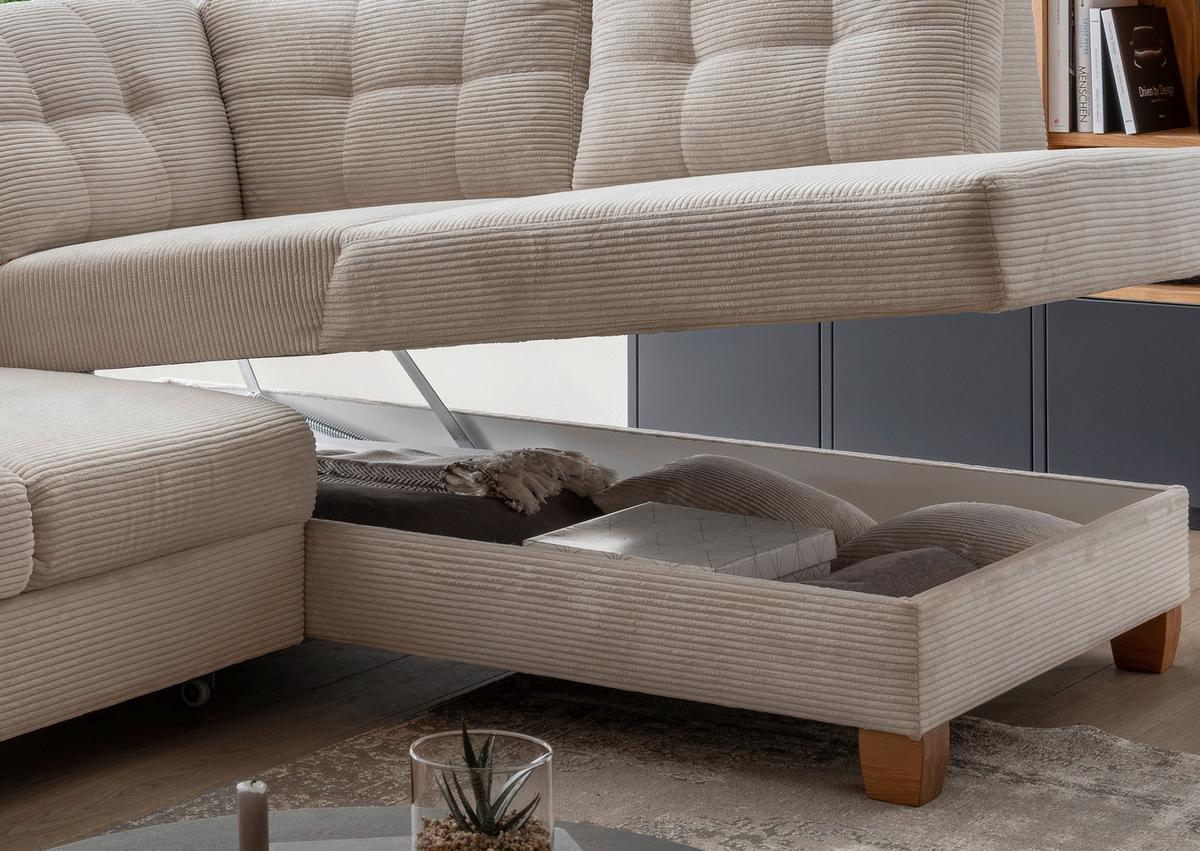 Ecksofa Brizzini, Beige S: 274x206 Cm - Beige/Naturfarben, MODERN, Textil (274/206cm) - Livetastic