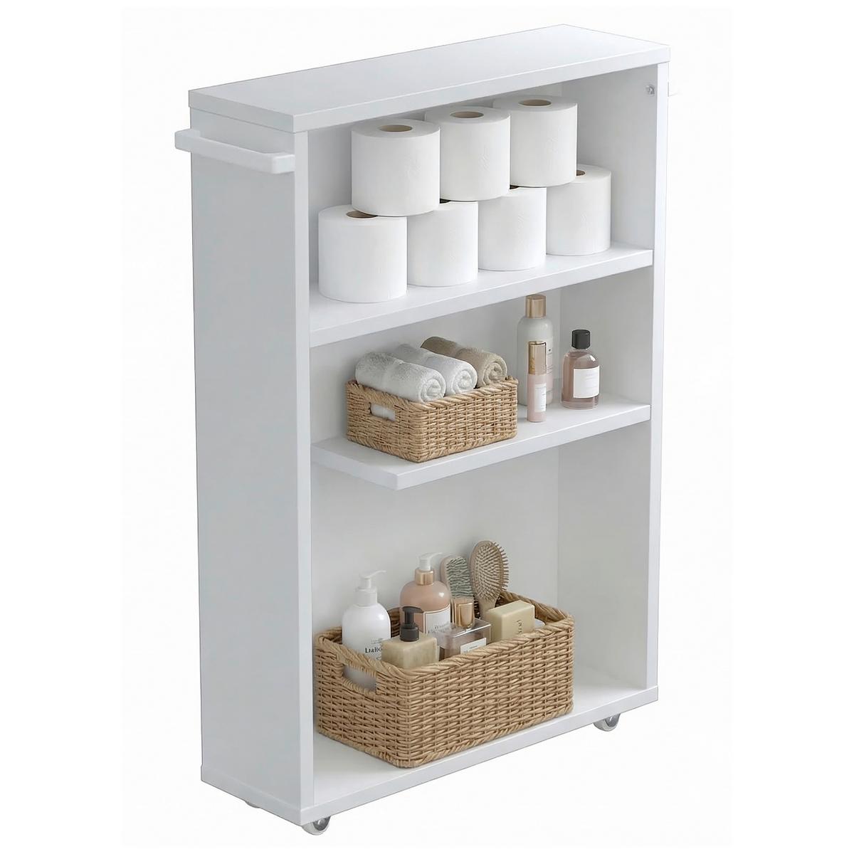 MIDISCHRANK Nilari Weiß B: 20cm - Silberfarben/Weiß, Trend, Holzwerkstoff (20/61/45cm) - MID.YOU